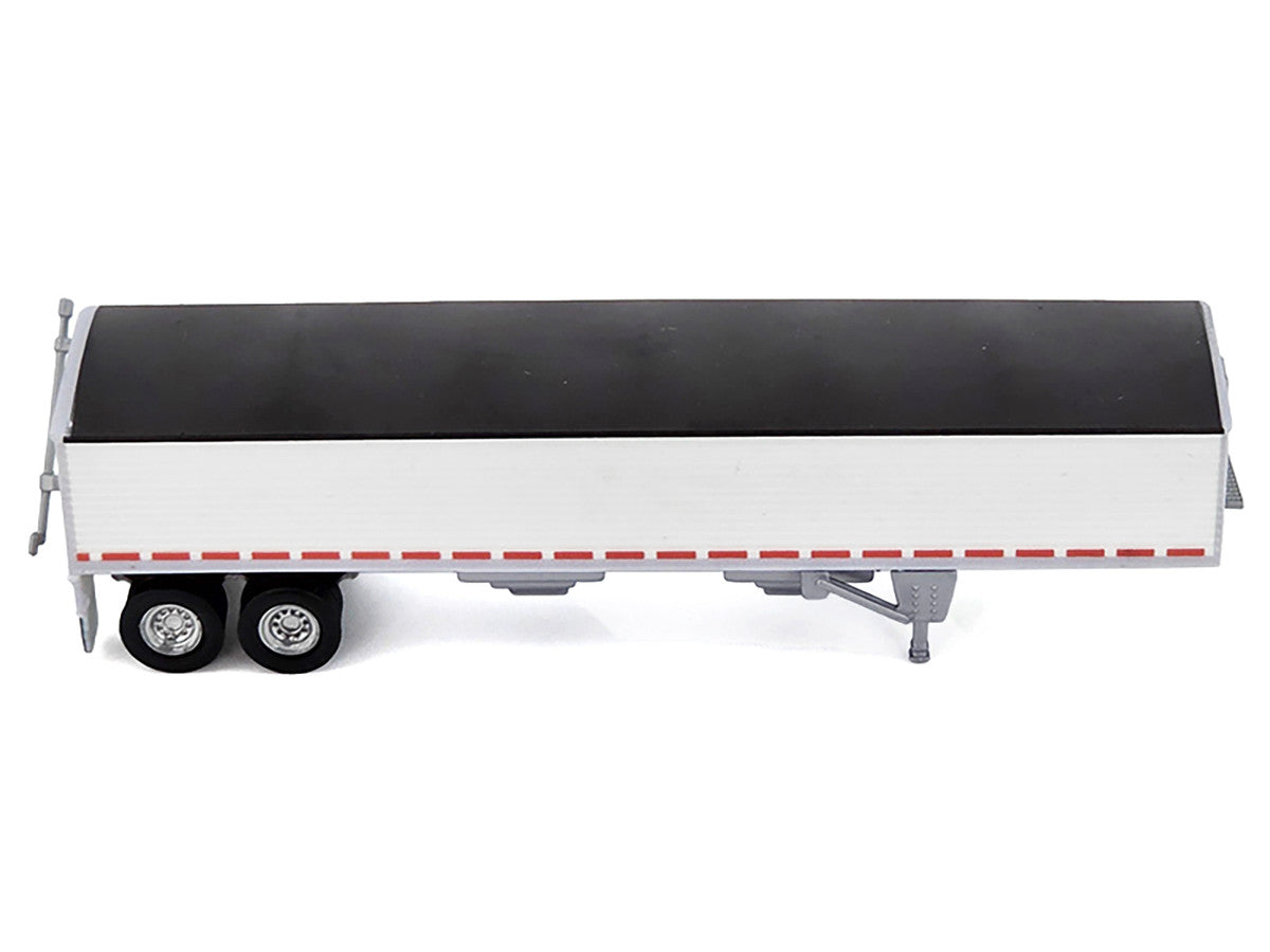 Covered Grain Trailer White with Black Tarp 1/87 (HO) Plastic Model Car by HO Logistics by HO Logistics Replicas