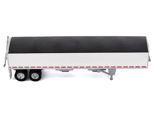 Covered Grain Trailer White with Black Tarp 1/87 (HO) Plastic Model Car by HO Logistics by HO Logistics Replicas