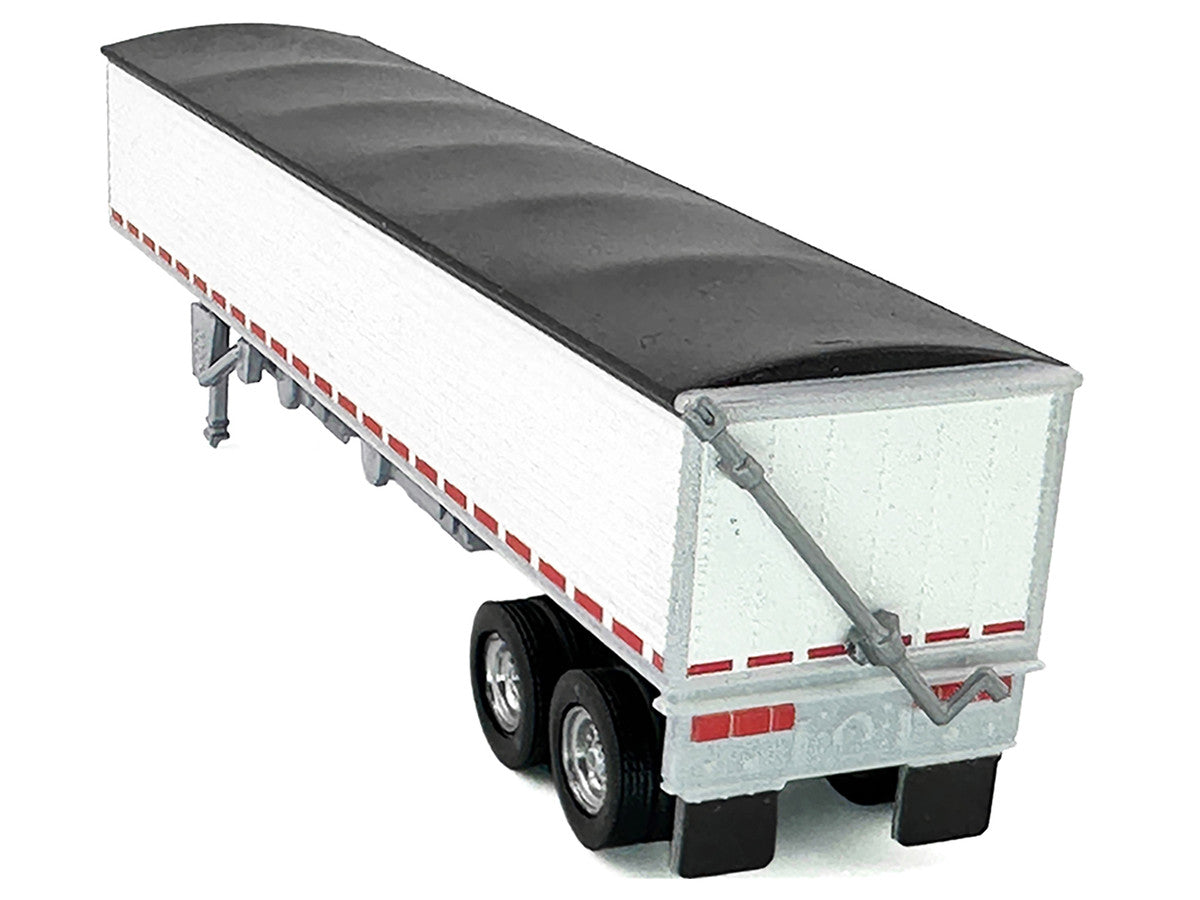 Covered Grain Trailer White with Black Tarp 1/87 (HO) Plastic Model Car by HO Logistics by HO Logistics Replicas