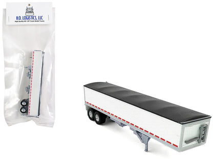 Covered Grain Trailer White with Black Tarp 1/87 (HO) Plastic Model Car by HO Logistics by HO Logistics Replicas