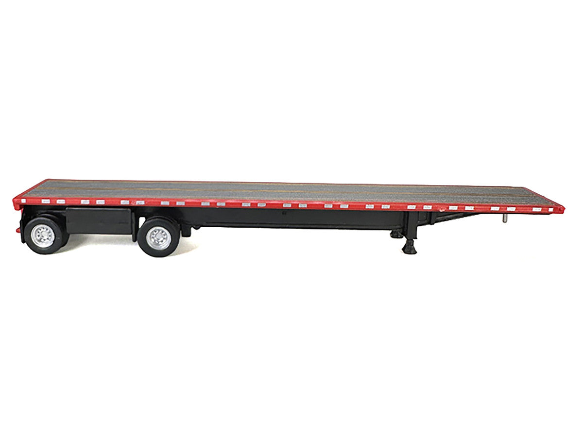 High Boy Spread Axle Flatbed Trailer Red 1/87 (HO) Plastic Model Car by HO Logistics by HO Logistics Replicas