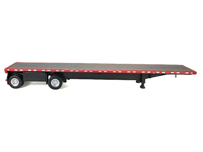 High Boy Spread Axle Flatbed Trailer Red 1/87 (HO) Plastic Model Car by HO Logistics by HO Logistics Replicas