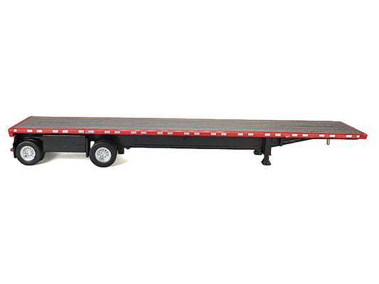 High Boy Spread Axle Flatbed Trailer Red 1/87 (HO) Plastic Model Car by HO Logistics by HO Logistics Replicas
