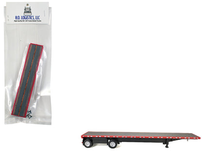 High Boy Spread Axle Flatbed Trailer Red 1/87 (HO) Plastic Model Car by HO Logistics by HO Logistics Replicas