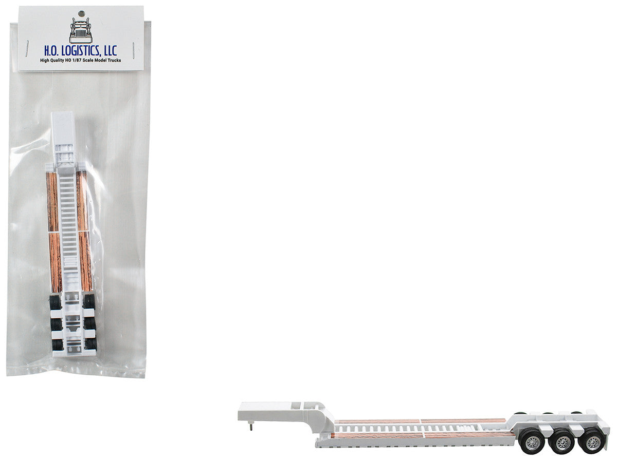 Low Boy Flatbed Trailer White 1/87 (HO) Plastic Model Car by HO Logistics by HO Logistics Replicas