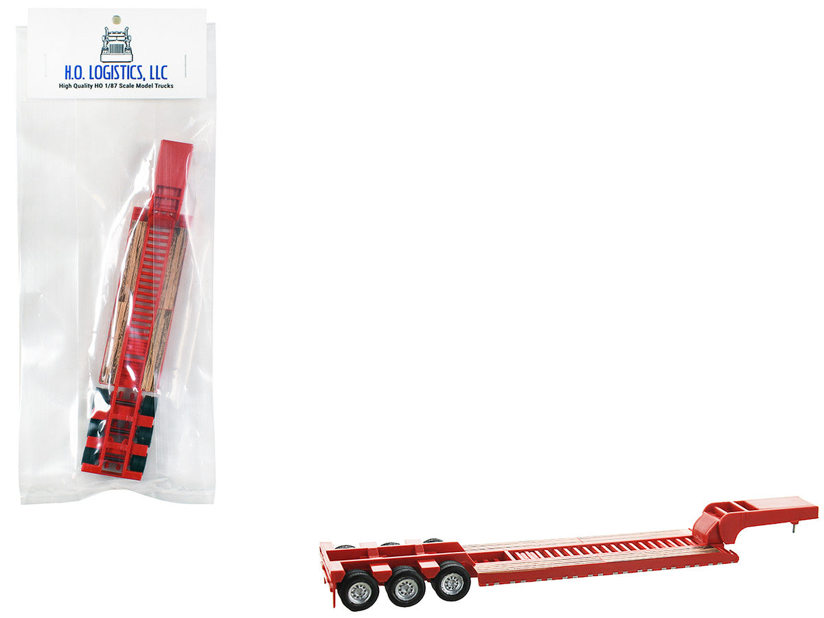 Low Boy Flatbed Trailer Red 1/87 (HO) Plastic Model Car by HO Logistics by HO Logistics Replicas