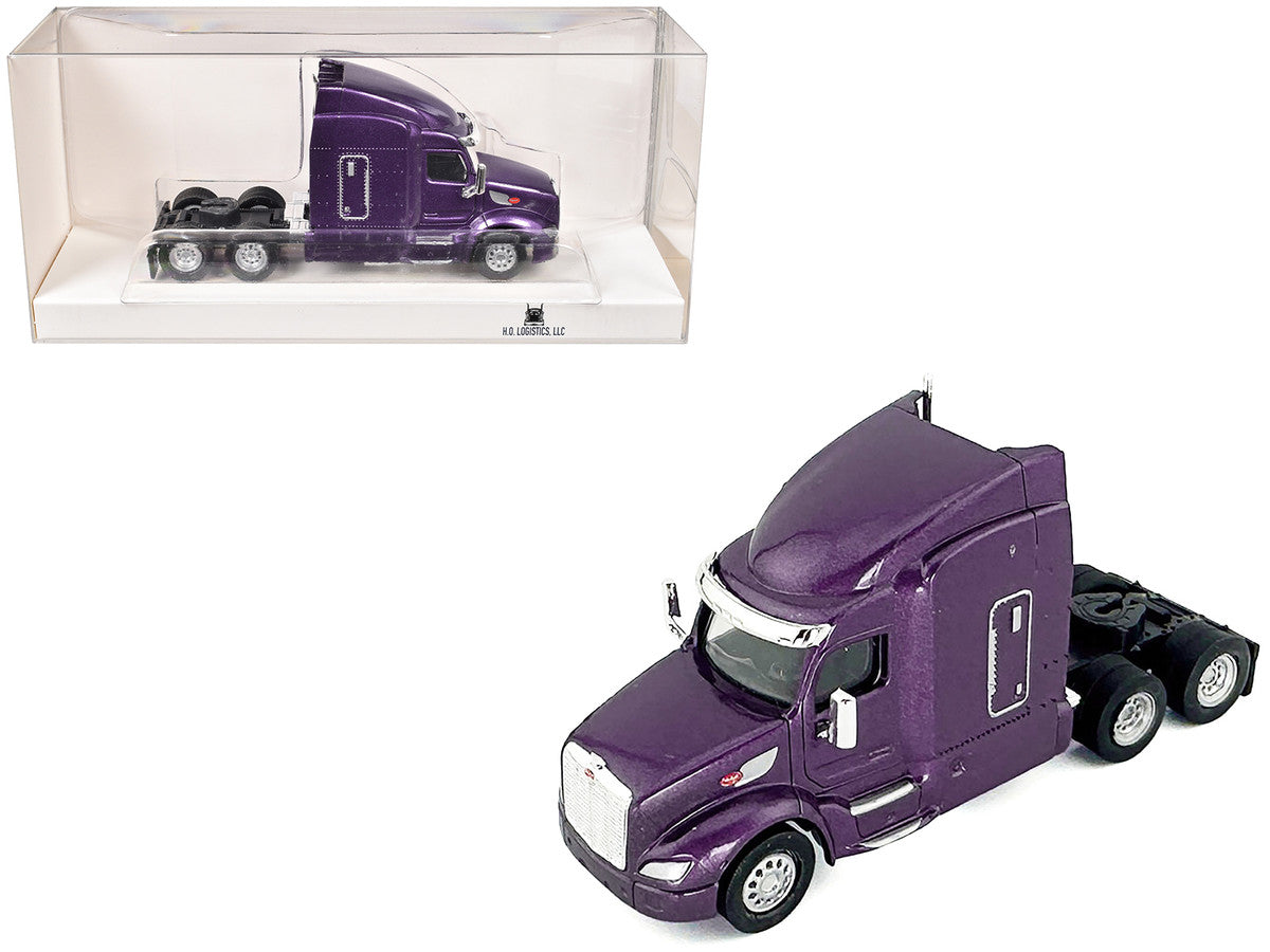 Peterbilt 579 Sleeper Cab Purple Metallic 1/87 (HO) Plastic Model Car by HO Logistics by HO Logistics Replicas