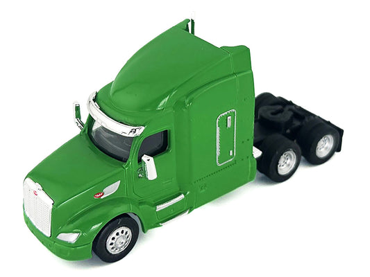 Peterbilt 579 Sleeper Cab Lime Green 1/87 (HO) Plastic Model Car by HO Logistics by HO Logistics Replicas