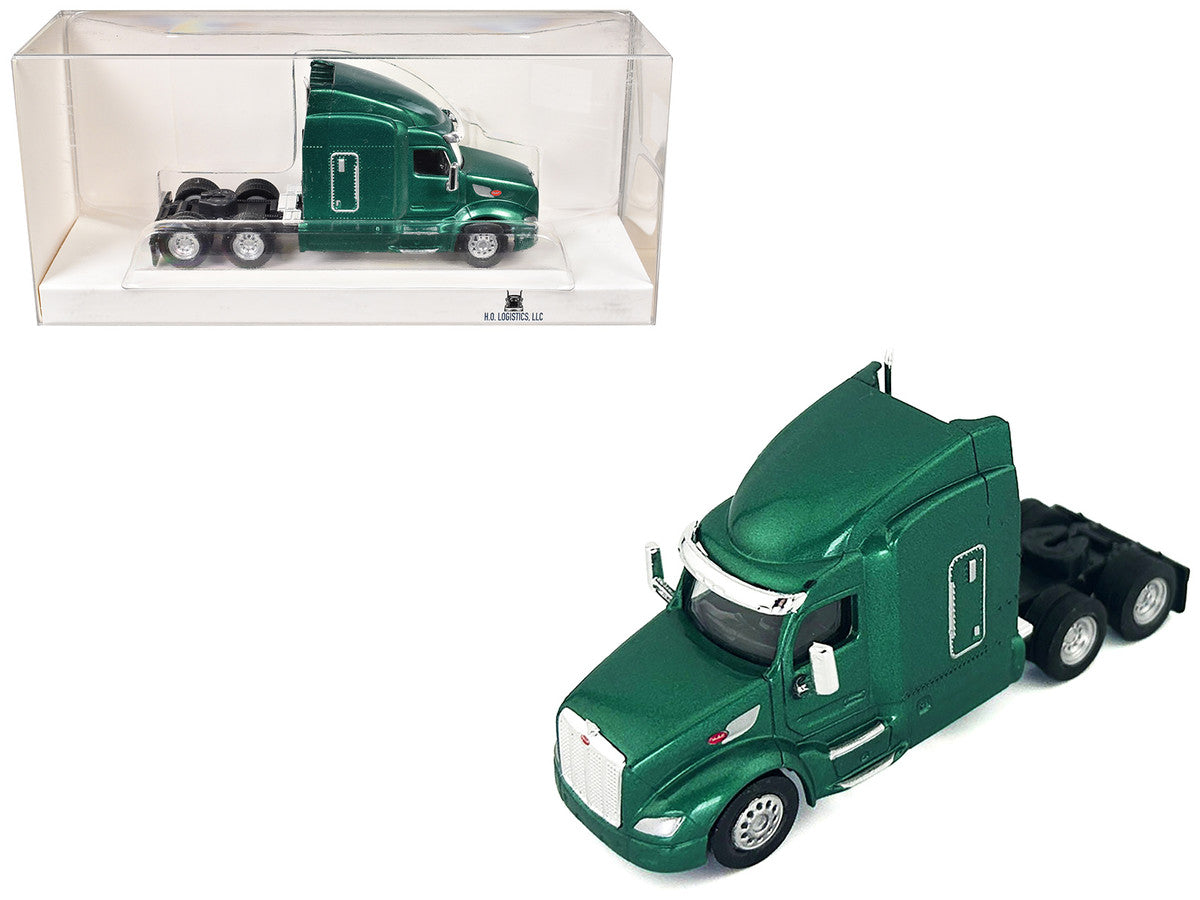 Peterbilt 579 Sleeper Cab Green Metallic 1/87 (HO) Plastic Model Car by HO Logistics by HO Logistics Replicas