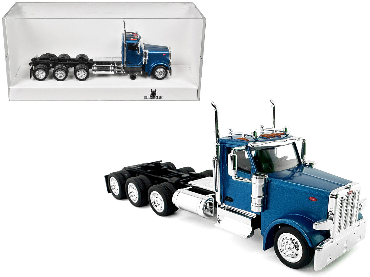 Peterbilt 589 3-Axel Day Cab Blue Metallic 1/87 (HO) Plastic Model Car by HO Logistics by HO Logistics Replicas