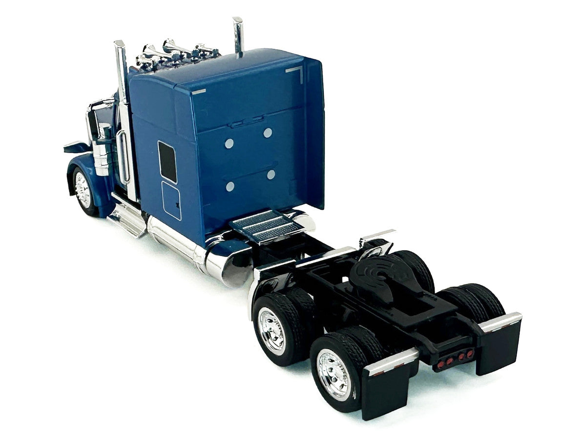 Peterbilt 589 with Stand Up Sleeper Cab Blue Metallic 1/87 (HO) Plastic Model Car by HO Logistics by HO Logistics Replicas
