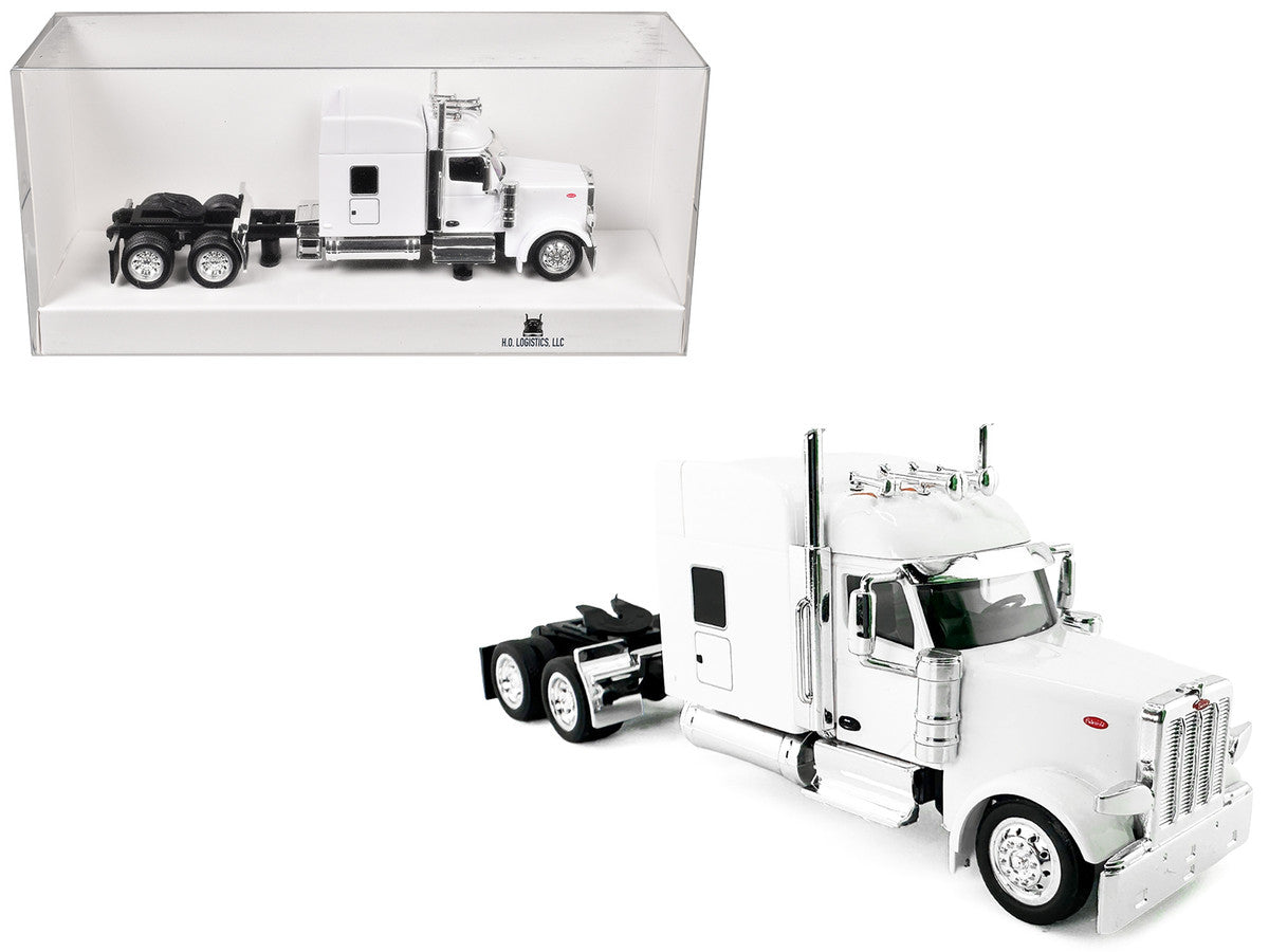 Peterbilt 589 with Stand Up Sleeper Cab White 1/87 (HO) Plastic Model Car by HO Logistics by HO Logistics Replicas