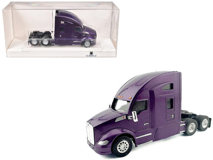 Kenworth T680 Sleeper Cab Purple Metallic 1/87 (HO) Plastic Model Car by HO Logistics by HO Logistics Replicas