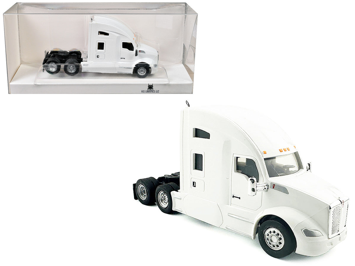 Kenworth T680 Sleeper Cab White 1/87 (HO) Plastic Model Car by HO Logistics by HO Logistics Replicas