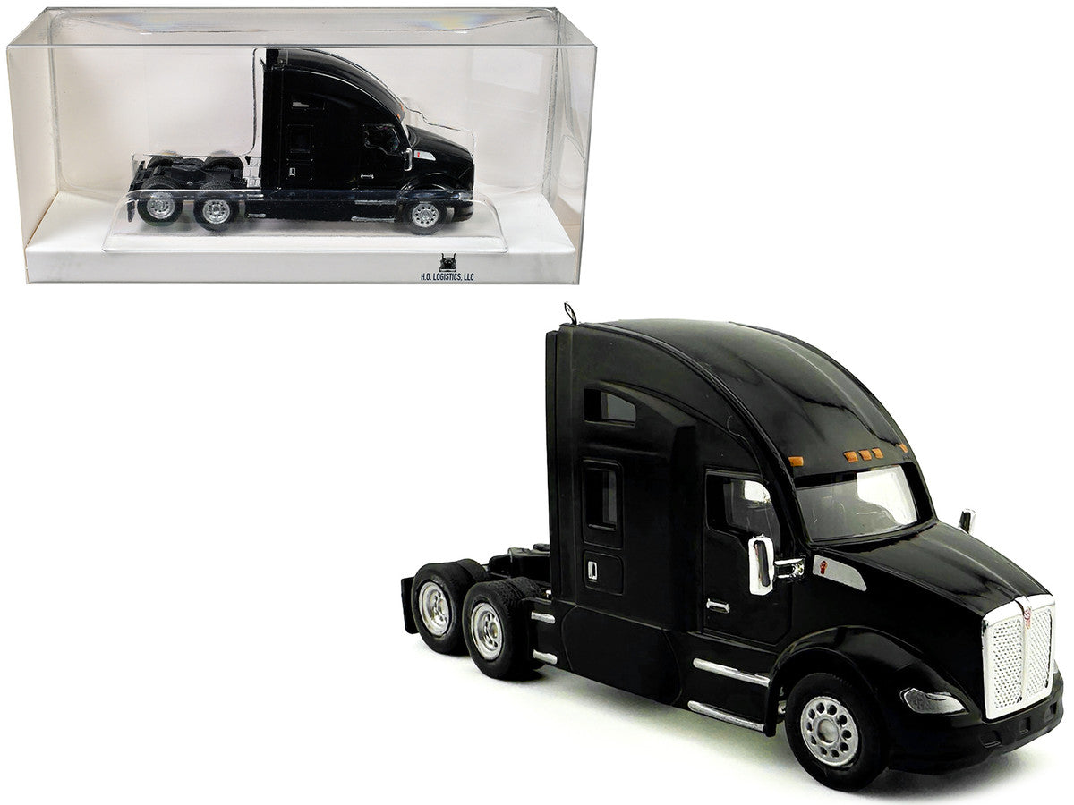 Kenworth T680 Sleeper Cab Black 1/87 (HO) Plastic Model Car by HO Logistics by HO Logistics Replicas