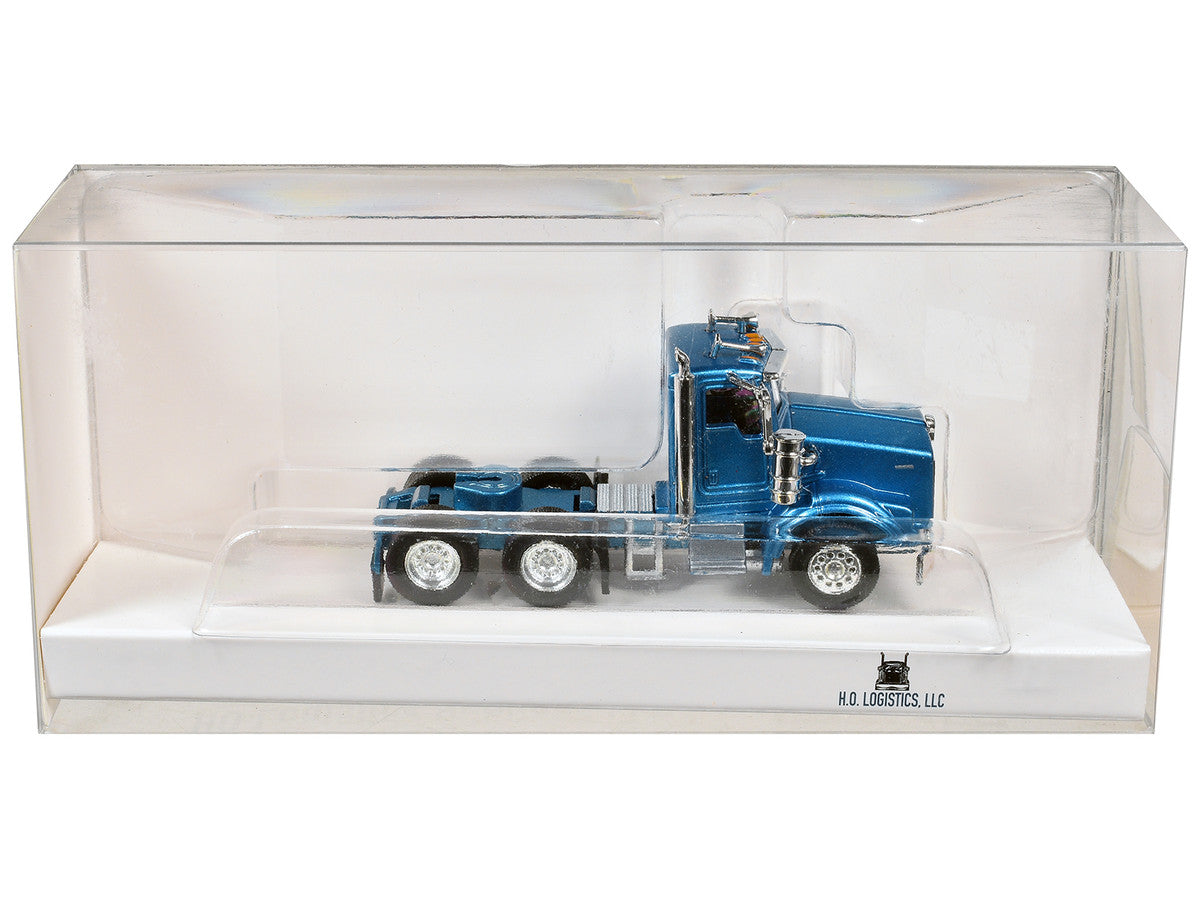 Kenworth T800 Day Cab Blue Metallic 1/87 (HO) Scale Plastic Model Car by HO Logistics by HO Logistics Replicas