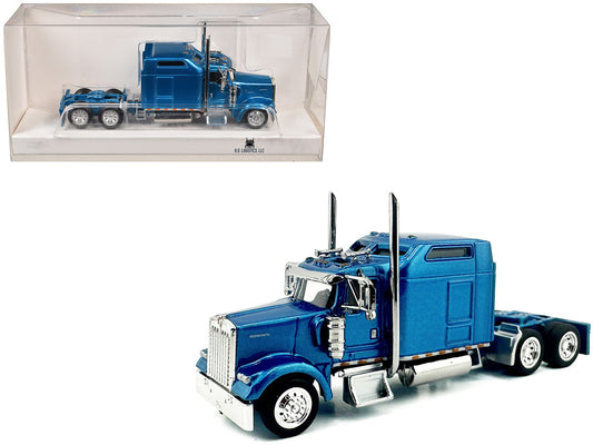 Kenworth W900L Truck Tractor with Sleeper Cab Blue Metallic 1/87 (HO) Scale Plastic Model Car by HO Logistics by HO Logistics Replicas