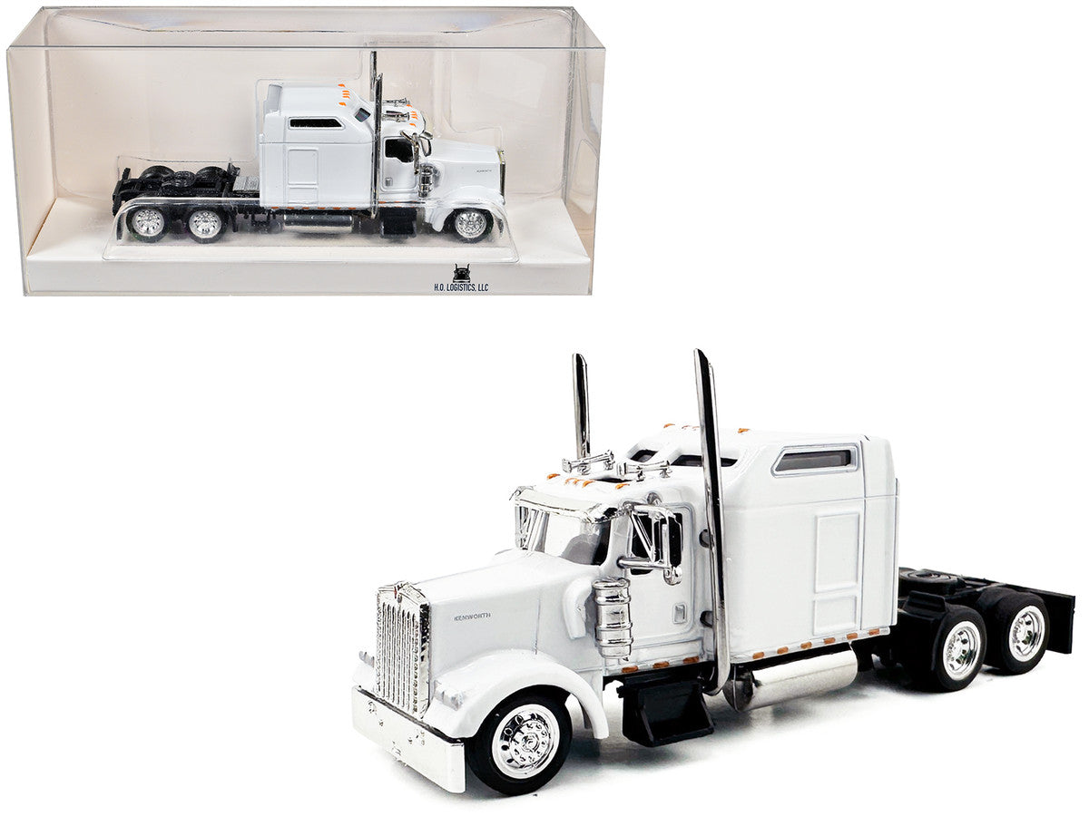 Kenworth W900L Truck Tractor with Sleeper Cab White 1/87 (HO) Scale Plastic Model Car by HO Logistics by HO Logistics Replicas