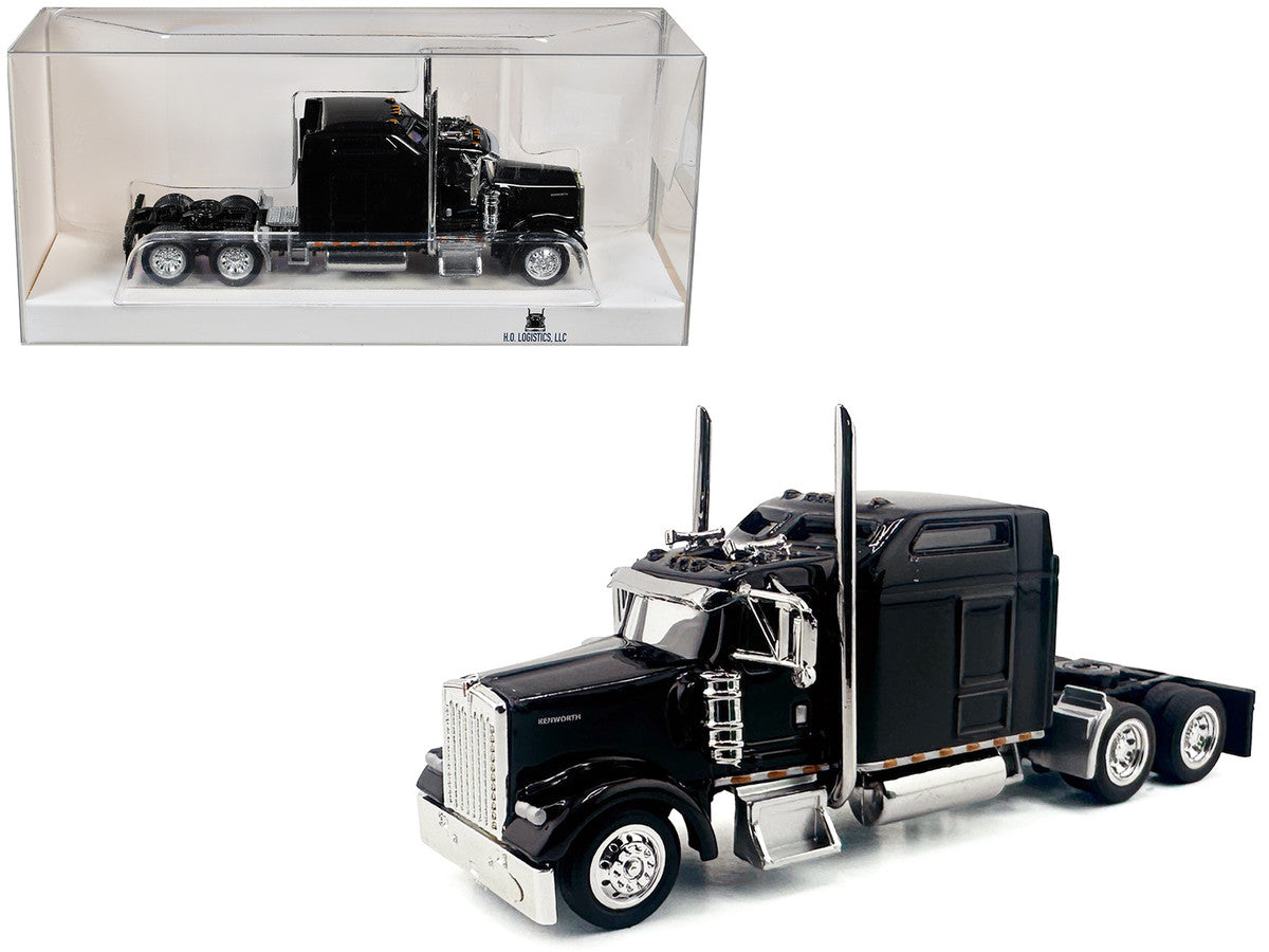 Kenworth W900L Truck Tractor with Sleeper Cab Black 1/87 (HO) Scale Plastic Model Car by HO Logistics by HO Logistics Replicas