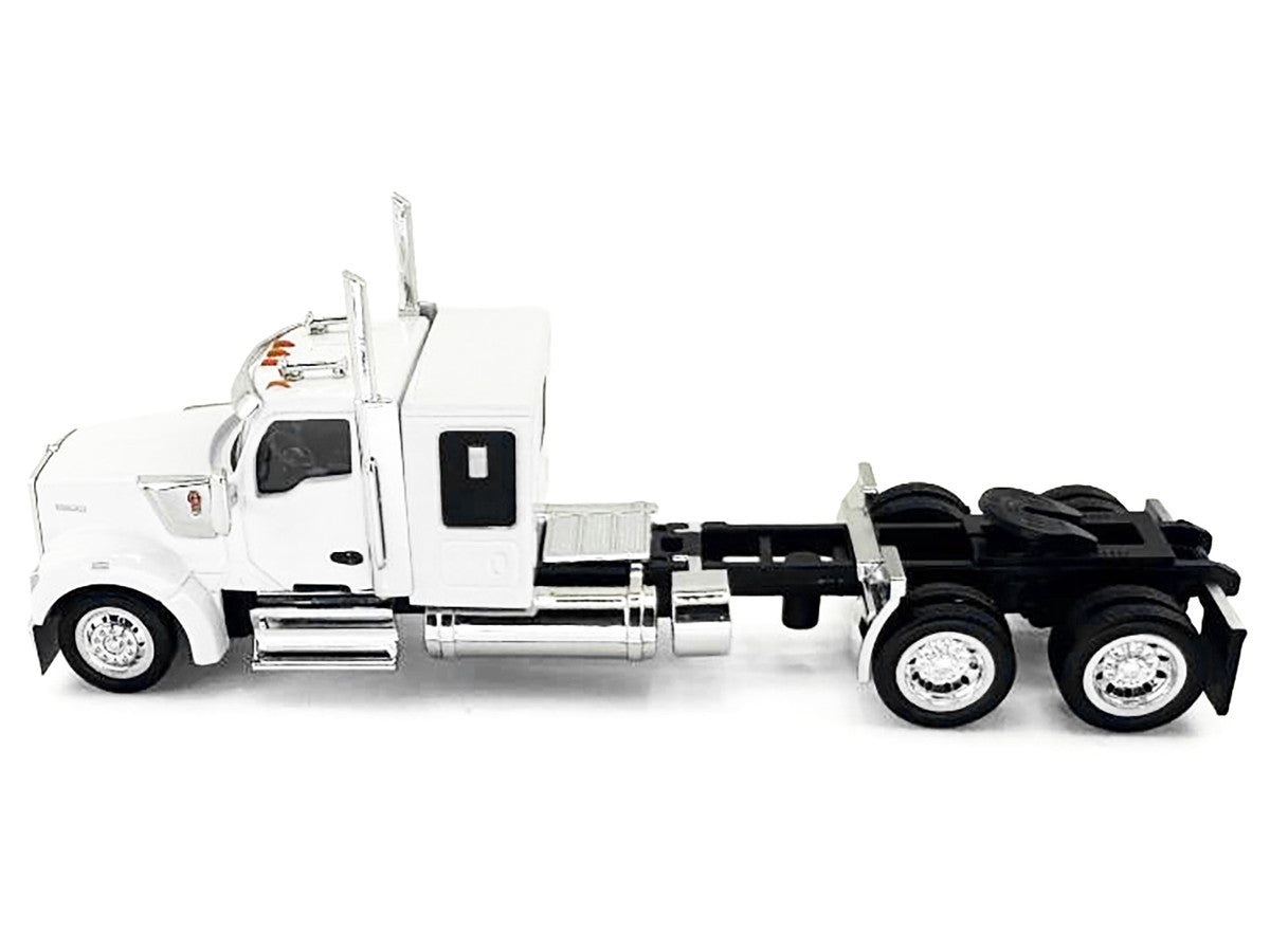 Kenworth W990 with Flat Top Sleeper Cab White 1/87 (HO) Plastic Model Car by HO Logistics by HO Logistics Replicas
