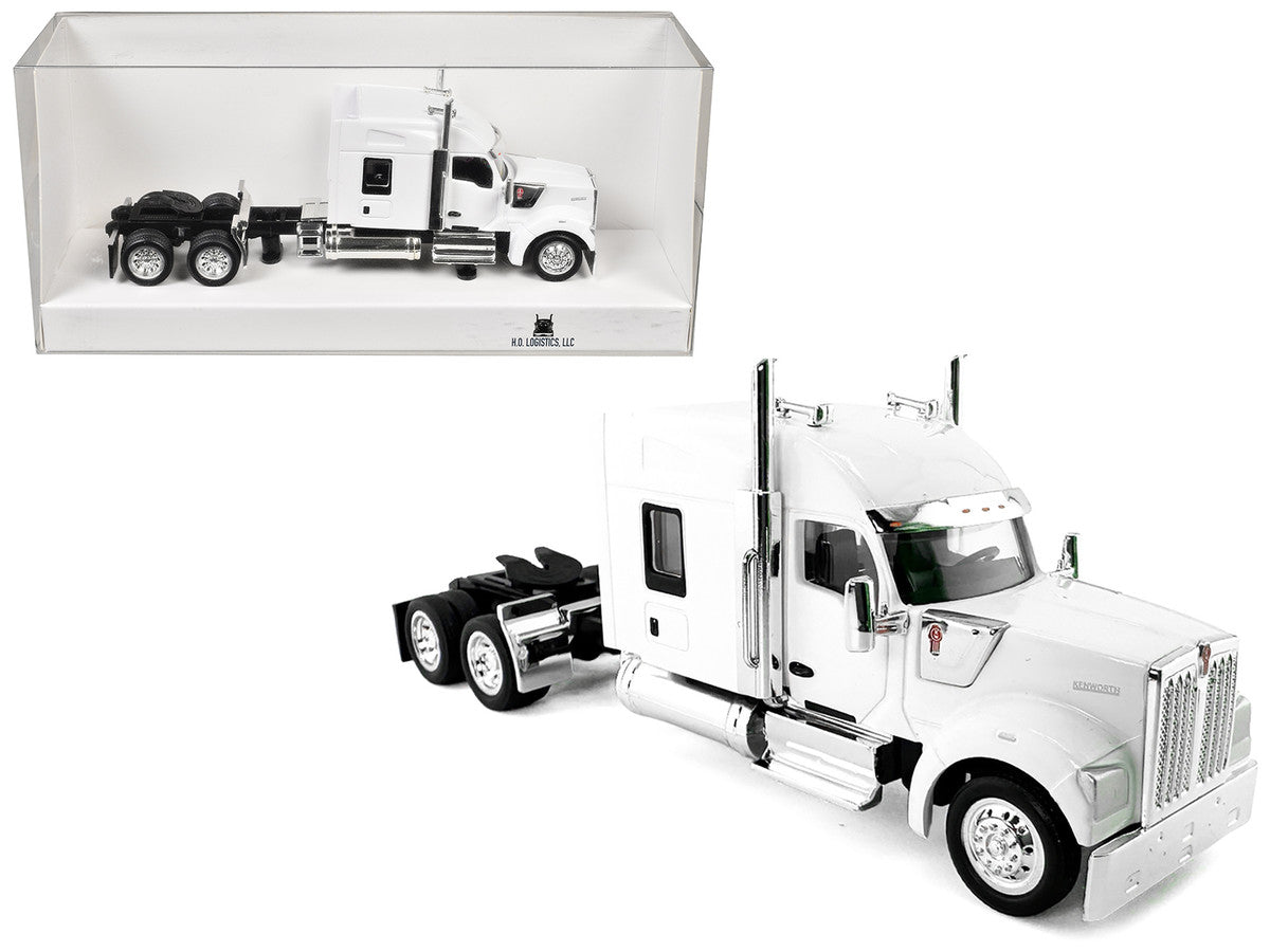 Kenworth W990 with Stand Up Sleeper Cab White 1/87 (HO) Plastic Model Car by HO Logistics by HO Logistics Replicas