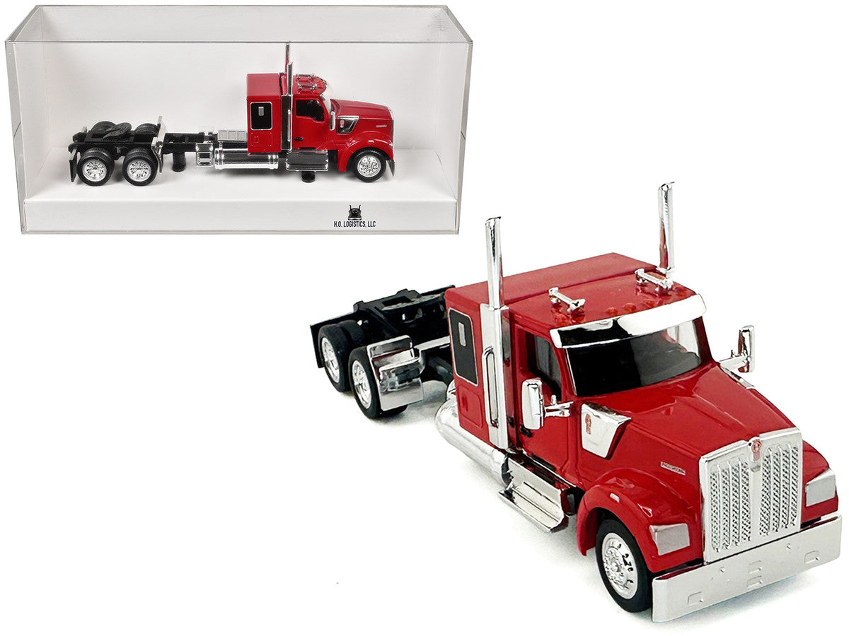 Kenworth W990 with Flat Top Sleeper Cab Red 1/87 (HO) Plastic Model Car by HO Logistics by HO Logistics Replicas