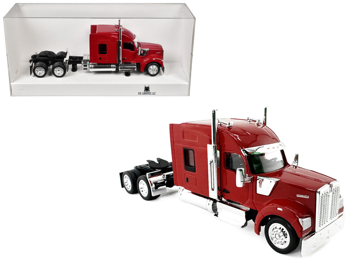 Kenworth W990 with Stand Up Sleeper Cab Red 1/87 (HO) Plastic Model Car by HO Logistics by HO Logistics Replicas