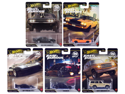 "Fast & Furious 25th Anniversary" 2026 5 piece Set Q Diecast Model Cars by Hot Wheels by Hotwheels