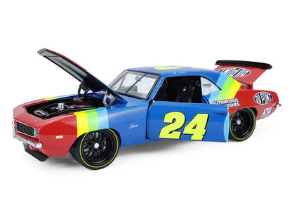 1969 Chevrolet Camaro #24 Jeff Gordon "Hendrick Motorsports First Win Tribute" Blue and Red with Rainbow Stripes 1/18 Diecast Model Car by Highway 61 by Highway 61