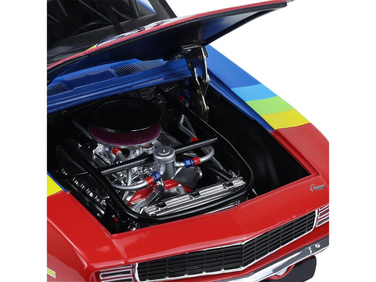1969 Chevrolet Camaro #24 Jeff Gordon "Hendrick Motorsports First Win Tribute" Blue and Red with Rainbow Stripes 1/18 Diecast Model Car by Highway 61