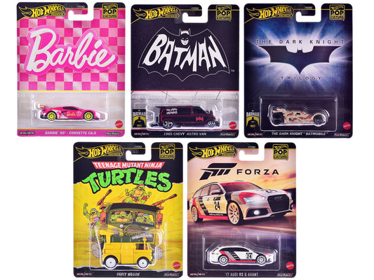 "Pop Culture 2024" 5 piece Set E "Premium Series" Diecast Model Cars by Hot Wheels by Hotwheels