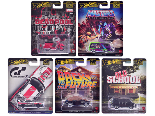 "Pop Culture 2025" 5 piece Set J "Premium Series" Diecast Model Cars by Hot Wheels by Hotwheels