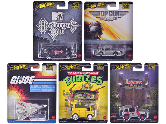 "Pop Culture 2025" 5 piece Set K "Premium Series" Diecast Model Cars by Hot Wheels by Hotwheels
