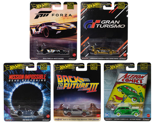 "Pop Culture 2025" 5 piece Set L "Premium Series" Diecast Model Cars by Hot Wheels by Hotwheels