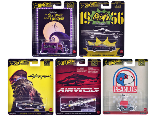 "Pop Culture 2025" 5 piece Set M "Premium Series" Diecast Model Cars by Hot Wheels by Hotwheels