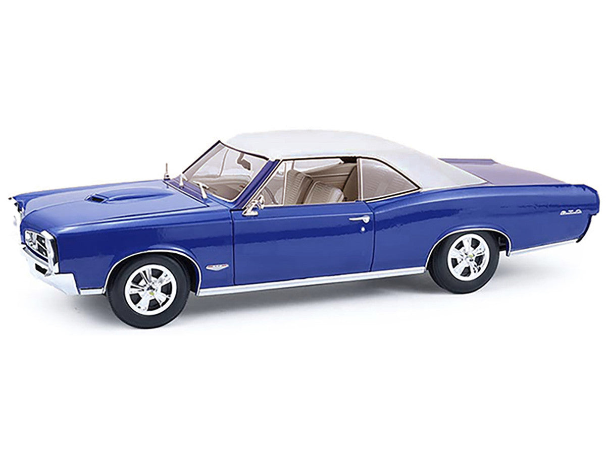 1966 Pontiac GTO Barrier Blue with White Top and Interior 1/18 Diecast Model Car by Highway 61 by Highway 61