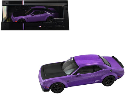 2018 Dodge Challenger SRT Demon Plum Crazy Metallic with Matt Black Hood 1/43 Diecast Model Car by IXO Models by IXO