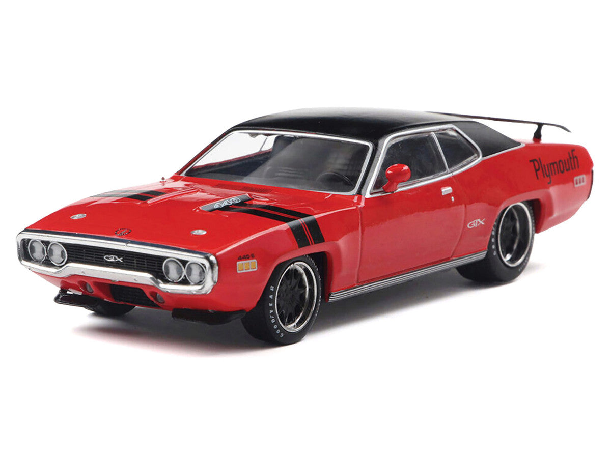 1971 Plymouth GTX Rally Red with Black Top and Stripes 1/43 Diecast Model by IXO Models by IXO