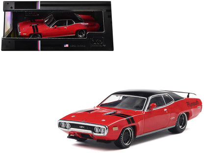 1971 Plymouth GTX Rally Red with Black Top and Stripes 1/43 Diecast Model by IXO Models by IXO