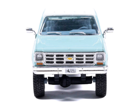 1978 Chevrolet Silverado K30 Crew Cab Pickup Truck Light Blue and White with Blue Interior 1/64 Diecast Model by IXO Models by IXO