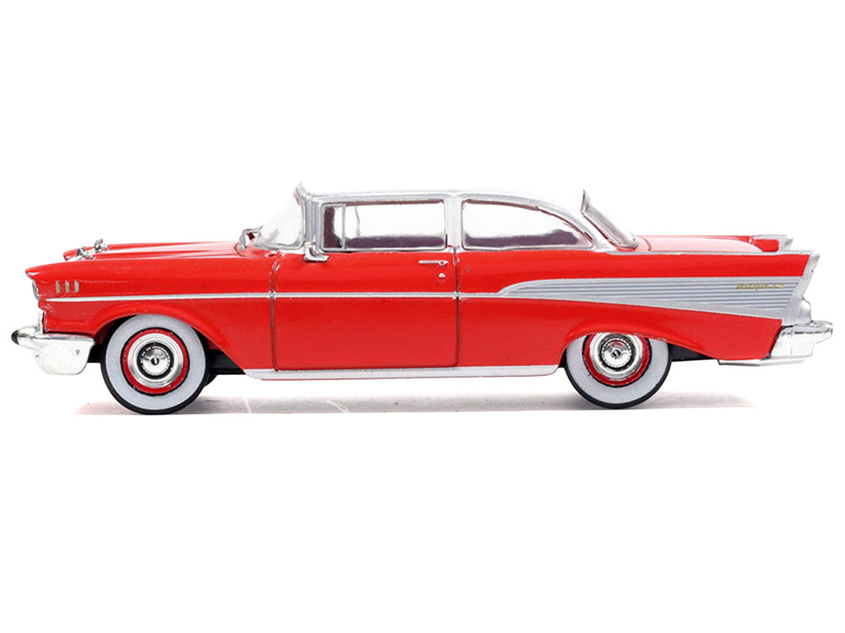 1957 Chevrolet Bel Air Red with White Top and Red Interior 1/64 Diecast Model by IXO Models by IXO