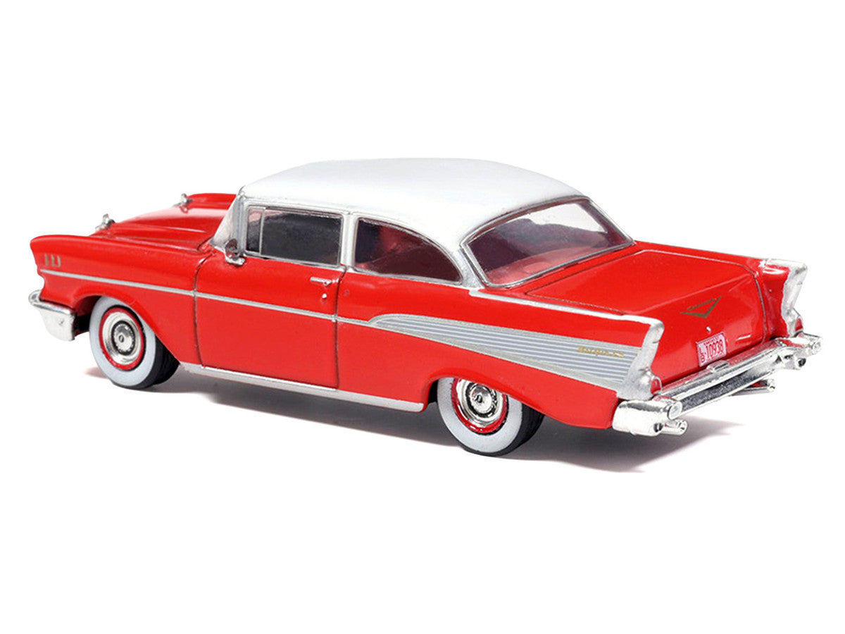 1957 Chevrolet Bel Air Red with White Top and Red Interior 1/64 Diecast Model by IXO Models by IXO