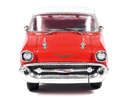 1957 Chevrolet Bel Air Red with White Top and Red Interior 1/64 Diecast Model by IXO Models by IXO