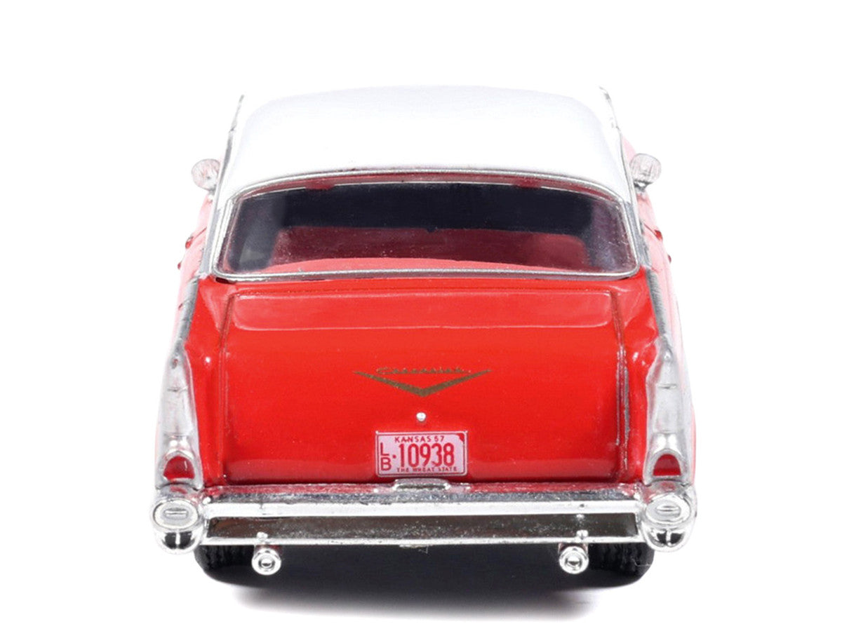 1957 Chevrolet Bel Air Red with White Top and Red Interior 1/64 Diecast Model by IXO Models by IXO