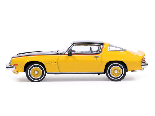 1976 Chevrolet Camaro Rally Sport Black and Yellow with Red Stripes 1/64 Diecast Model Car by IXO Models by Greenlight