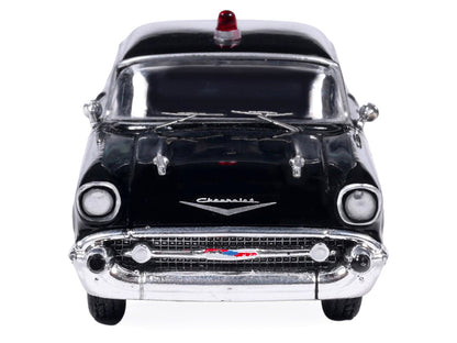 1957 Chevrolet One-Fifty Police Car "Kentucky State Police" Black with Yellow Stripes 1/64 Diecast Model Car by IXO Models by IXO