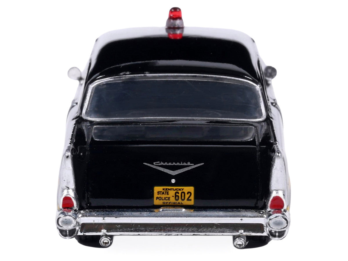 1957 Chevrolet One-Fifty Police Car "Kentucky State Police" Black with Yellow Stripes 1/64 Diecast Model Car by IXO Models by IXO