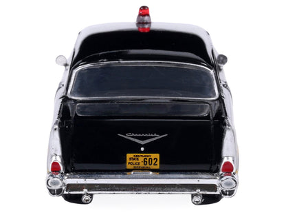 1957 Chevrolet One-Fifty Police Car "Kentucky State Police" Black with Yellow Stripes 1/64 Diecast Model Car by IXO Models by IXO