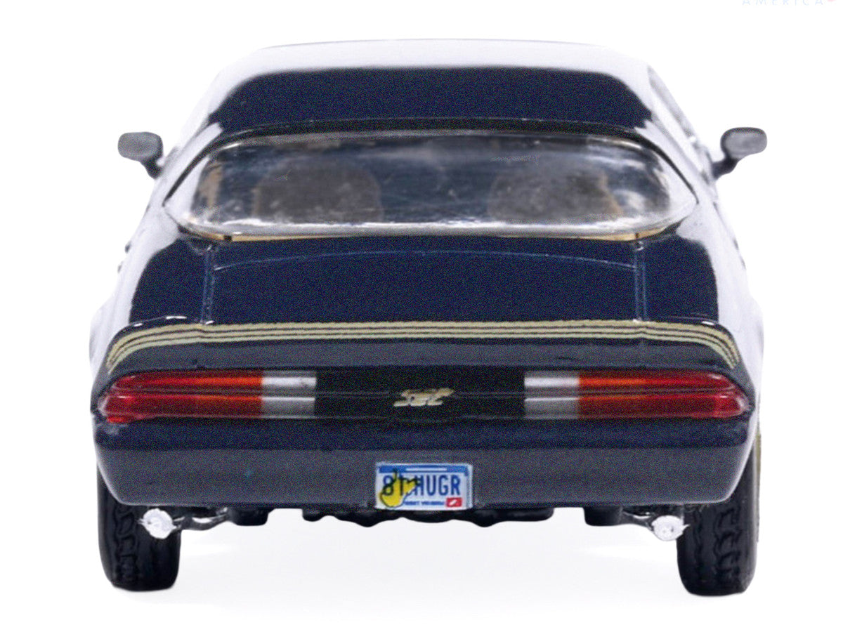 1981 Chevrolet Camaro Z28 Dark Blue Metallic with Gold Stripes and Interior 1/64 Diecast Model Car by IXO Models by IXO