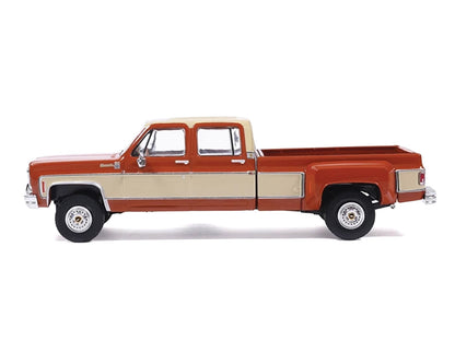 1975 Chevrolet Silverado K30 Crew Cab Dually Pickup Truck Grecian Bronze and Santa Fe Tan 1/64 Diecast Model Car by IXO Models-1